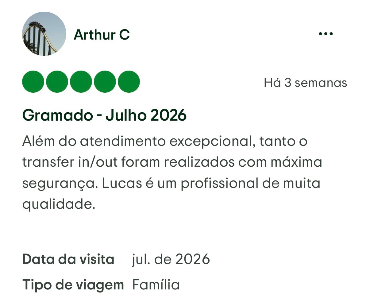 Avaliação de cliente da Plena Turismo